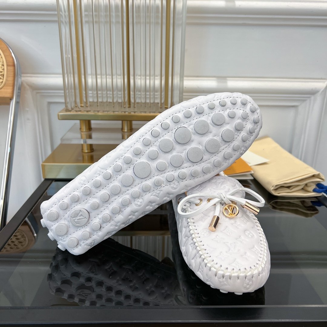 LV GLORIA FLAT LOAFER LOGO STAMPING WHITE - 35