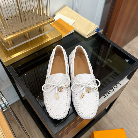 LV GLORIA FLAT LOAFER LOGO STAMPING WHITE - 35