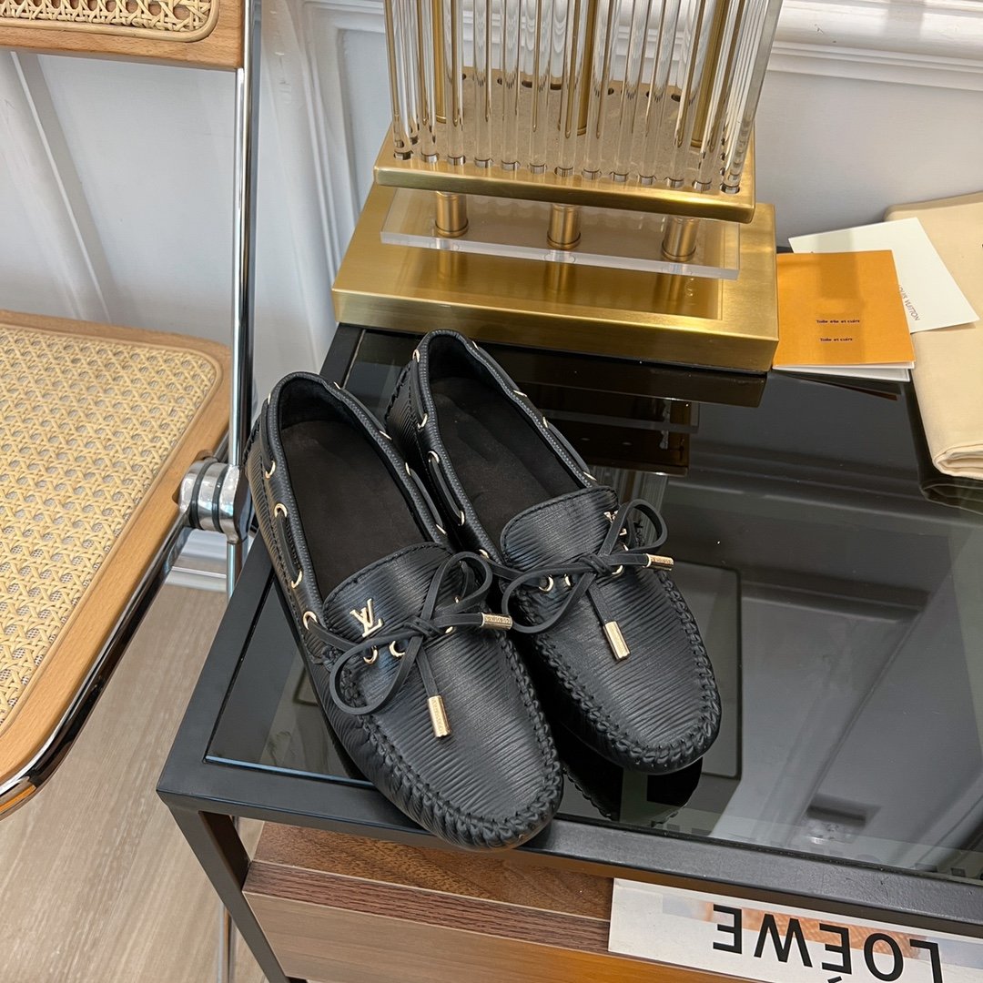LV GLORIA FLAT LOAFER PLAIN BLACK - 35