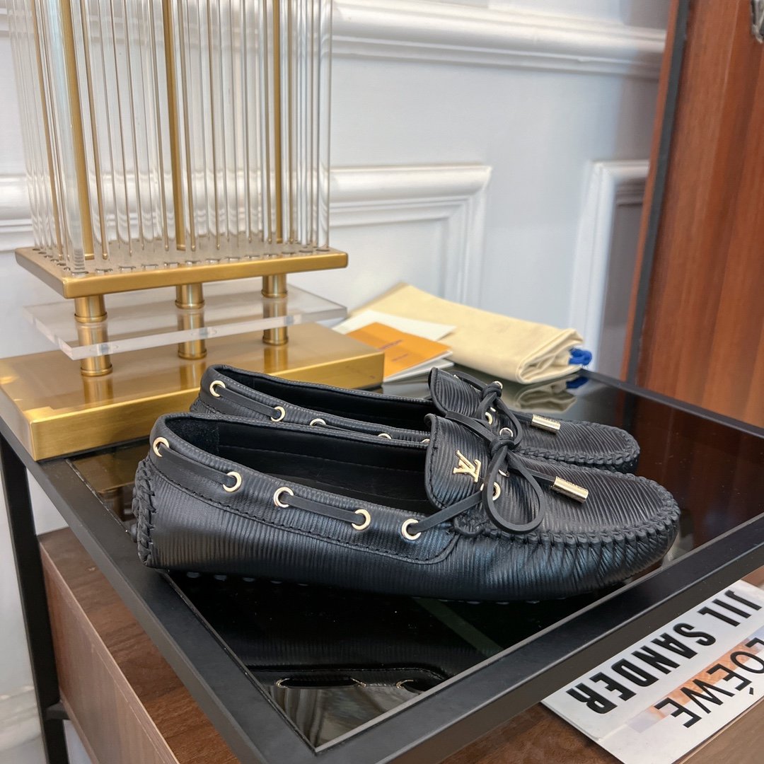 LV GLORIA FLAT LOAFER PLAIN BLACK - 35