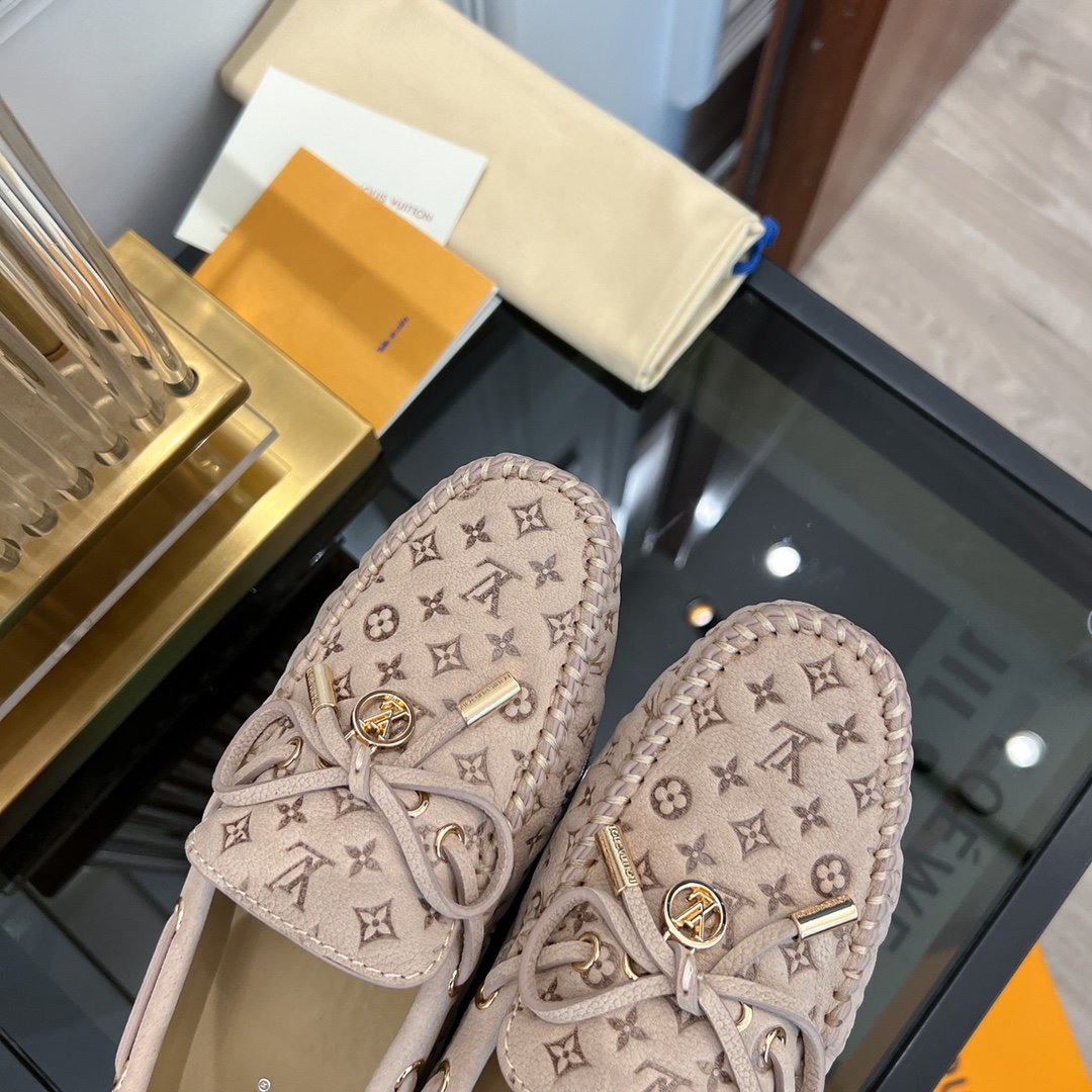 LV GLORIA FLAT LOAFER LOGO STAMPING BEIGE - 35