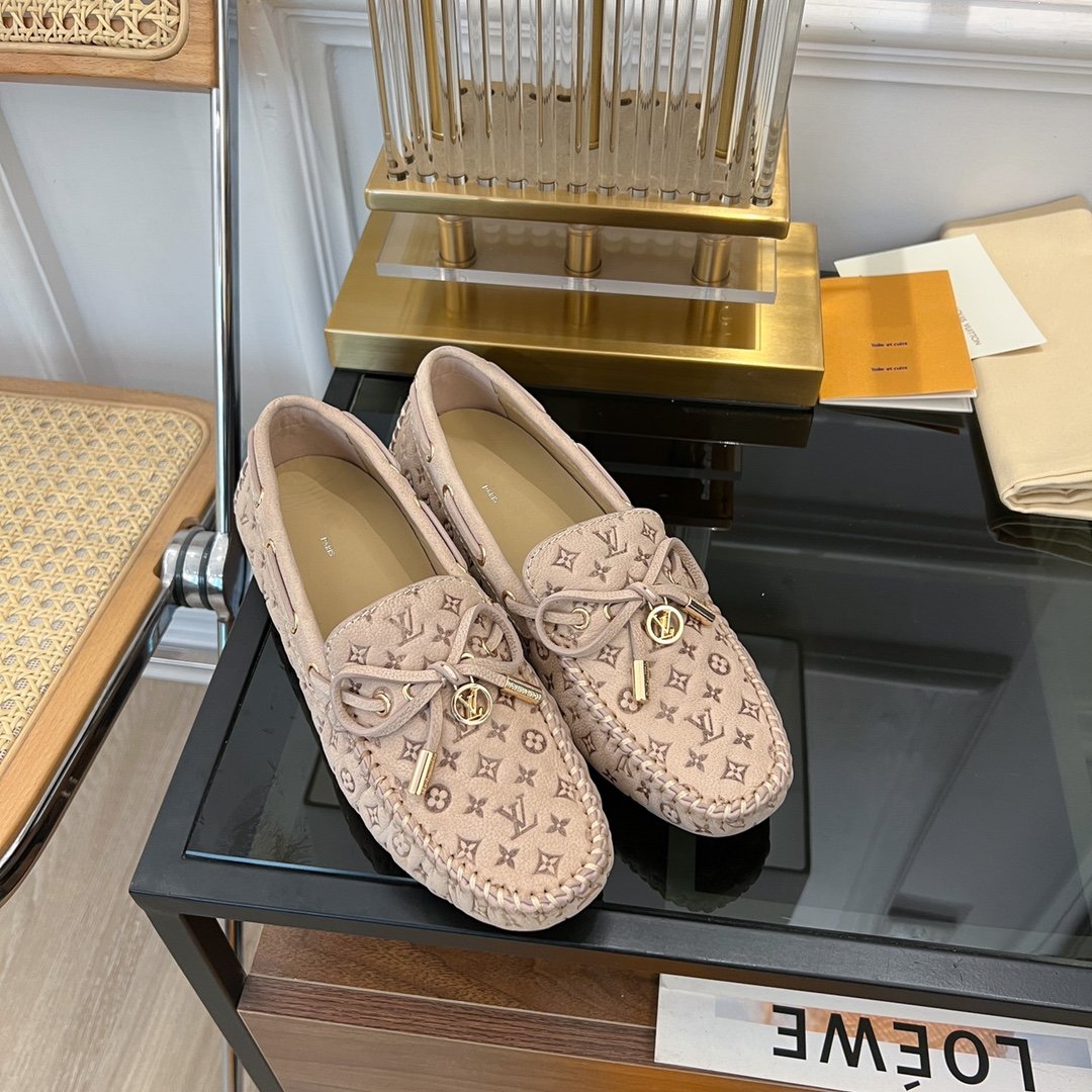 LV GLORIA FLAT LOAFER LOGO STAMPING BEIGE - 35