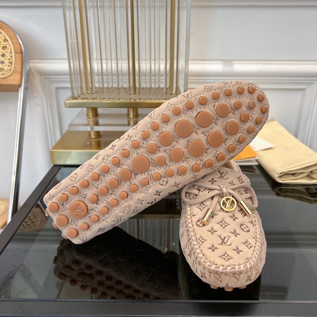 LV GLORIA FLAT LOAFER LOGO STAMPING BEIGE - 35