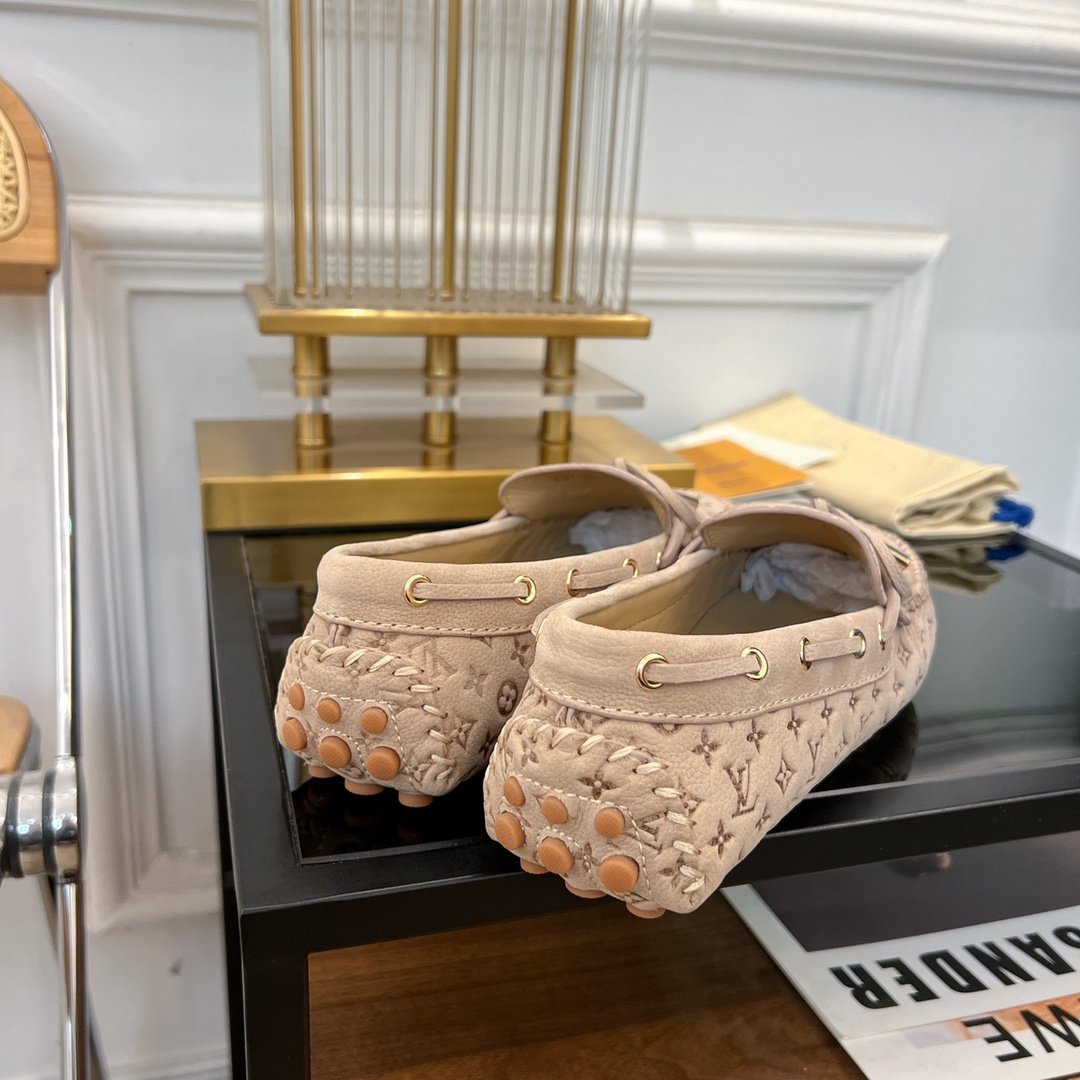 LV GLORIA FLAT LOAFER LOGO STAMPING BEIGE - 35