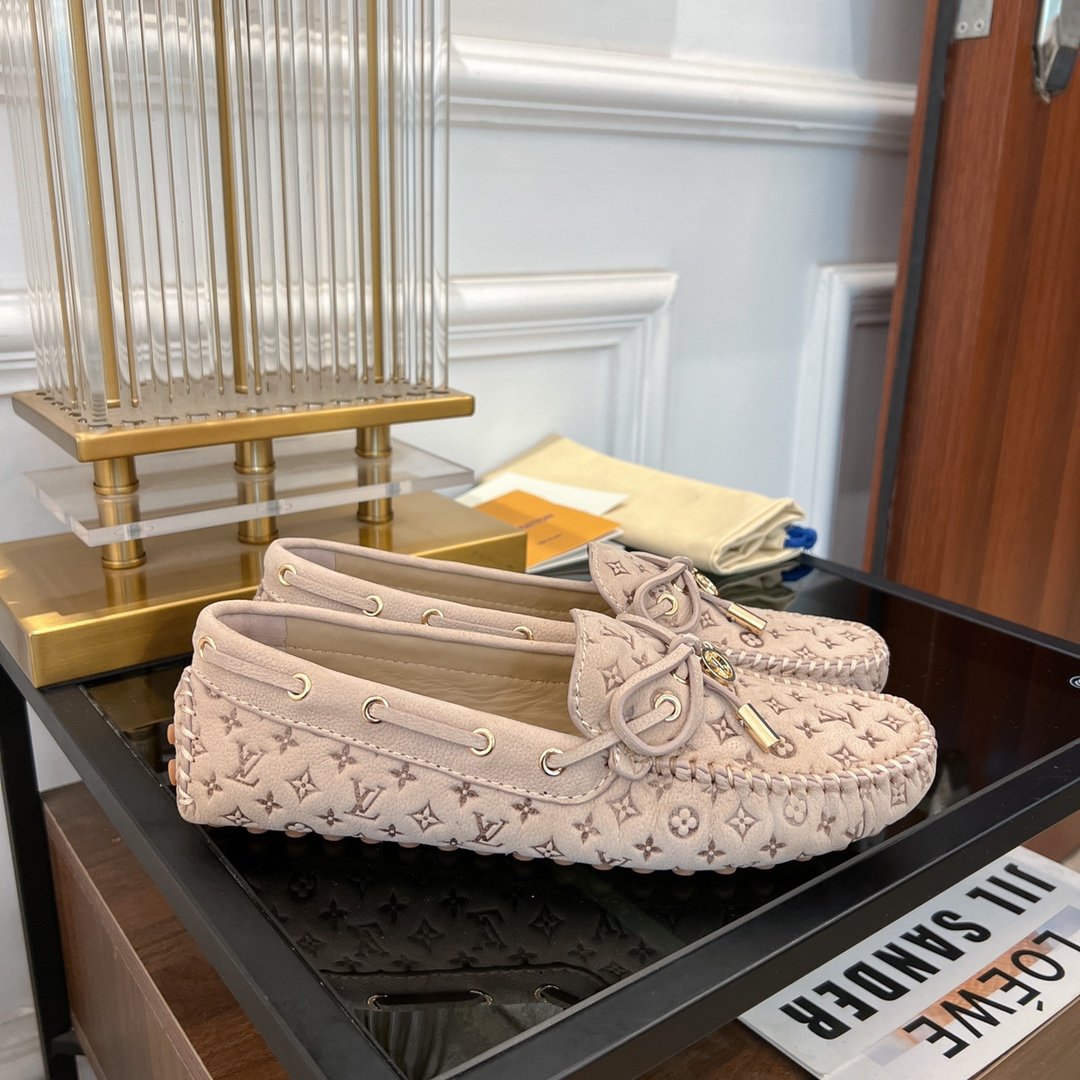 LV GLORIA FLAT LOAFER LOGO STAMPING BEIGE - 35