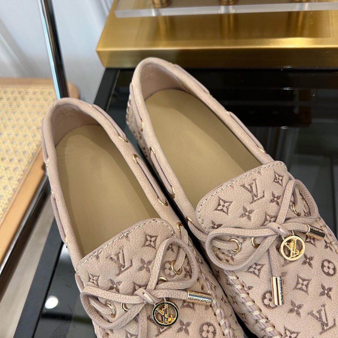 LV GLORIA FLAT LOAFER LOGO STAMPING BEIGE - 35