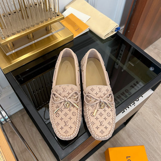 LV GLORIA FLAT LOAFER LOGO STAMPING BEIGE - 35