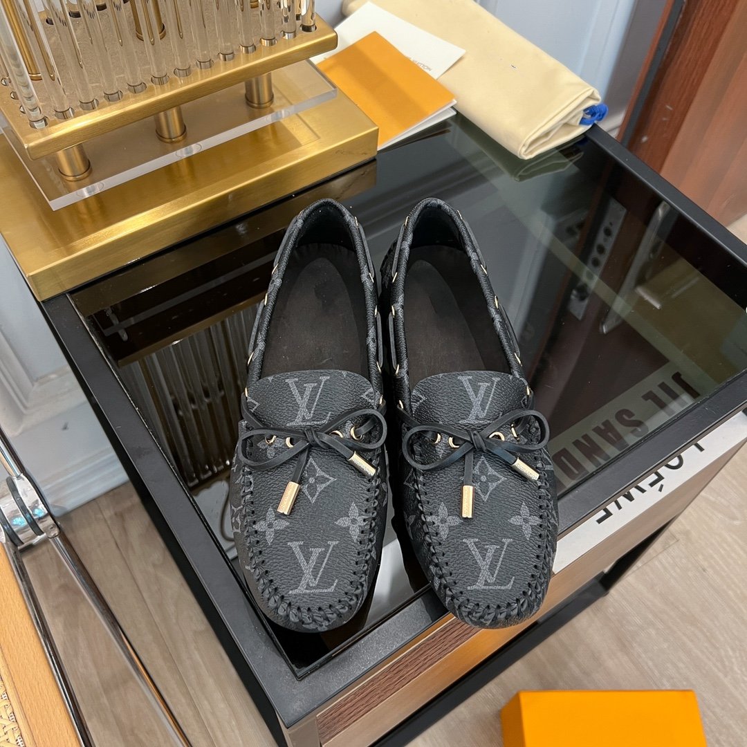 LV GLORIA FLAT LOAFER CLASSIC MONOGRAM BLACK - 35