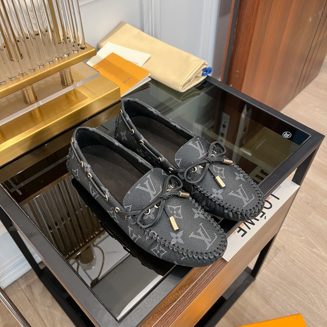 LV GLORIA FLAT LOAFER CLASSIC MONOGRAM BLACK - 35