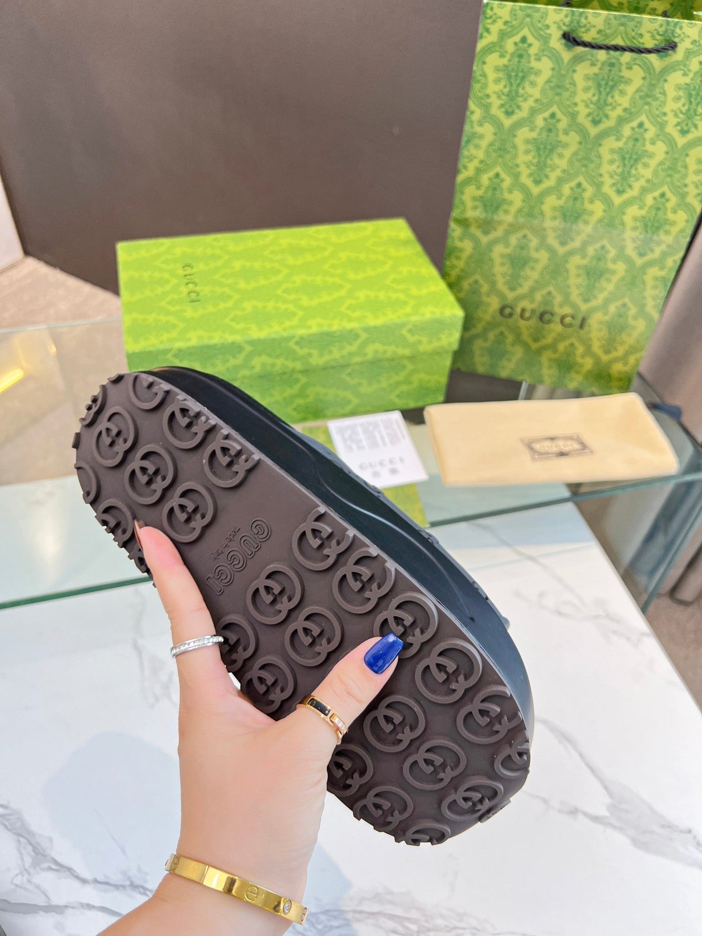 PLATFORM SANDALS IN BLACK MONOGRAM IMPORTED TPU - 35