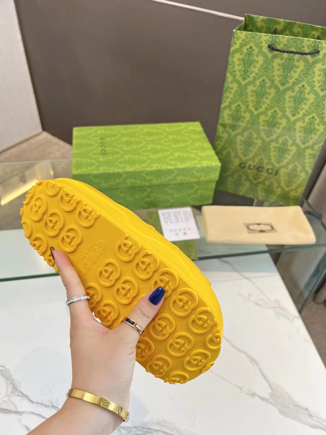 PLATFORM SANDALS IN BRIGHT YELLOW MONOGRAM IMPORTED TPU - 35