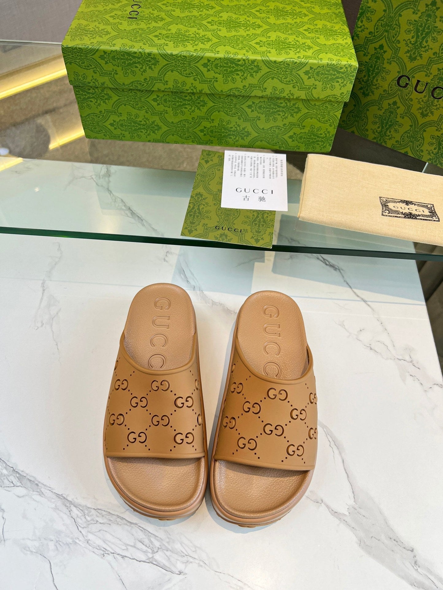 PLATFORM SANDALS IN CINNAMON BROWN MONOGRAM IMPORTED TPU - 35
