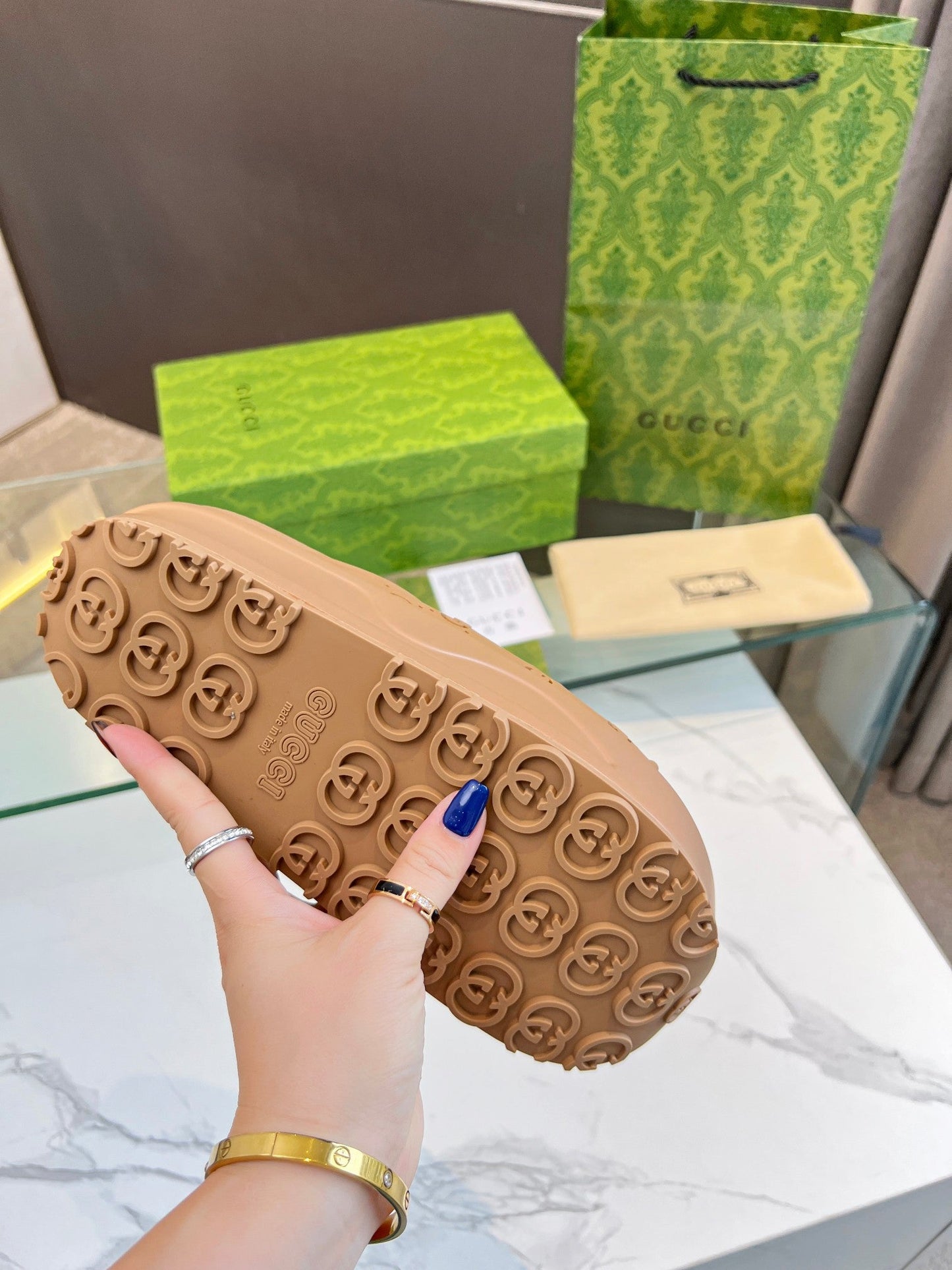 PLATFORM SANDALS IN CINNAMON BROWN MONOGRAM IMPORTED TPU - 35