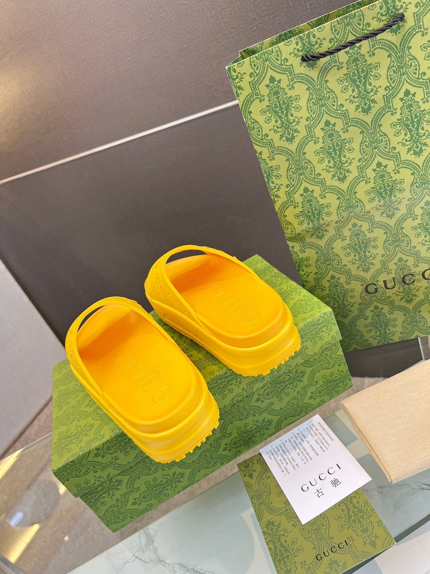 PLATFORM SANDALS IN BRIGHT YELLOW MONOGRAM IMPORTED TPU - 35