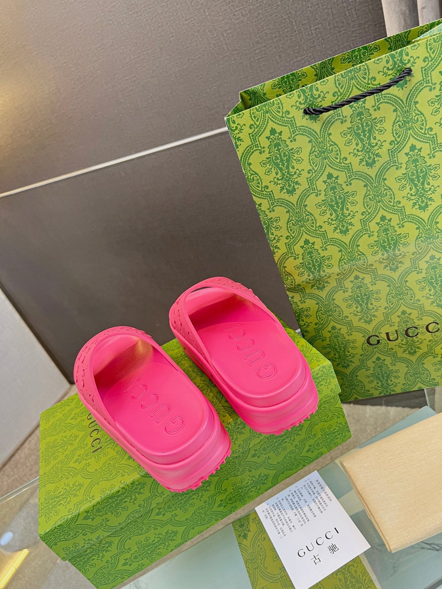 PLATFORM SANDALS IN BRIGHT PINK MONOGRAM IMPORTED TPU - 35