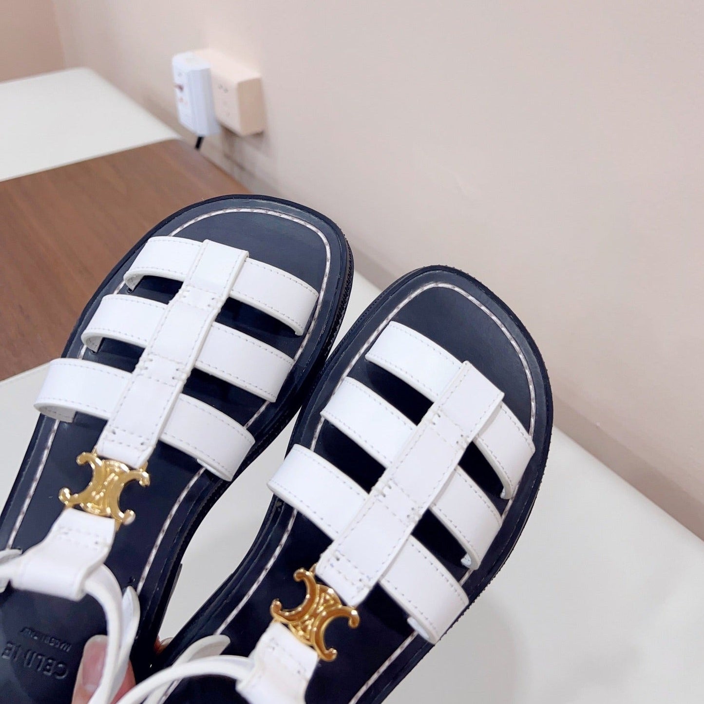 LYMPIA GLADIATOR SANDAL IN CALFSKIN WHITE - 35
