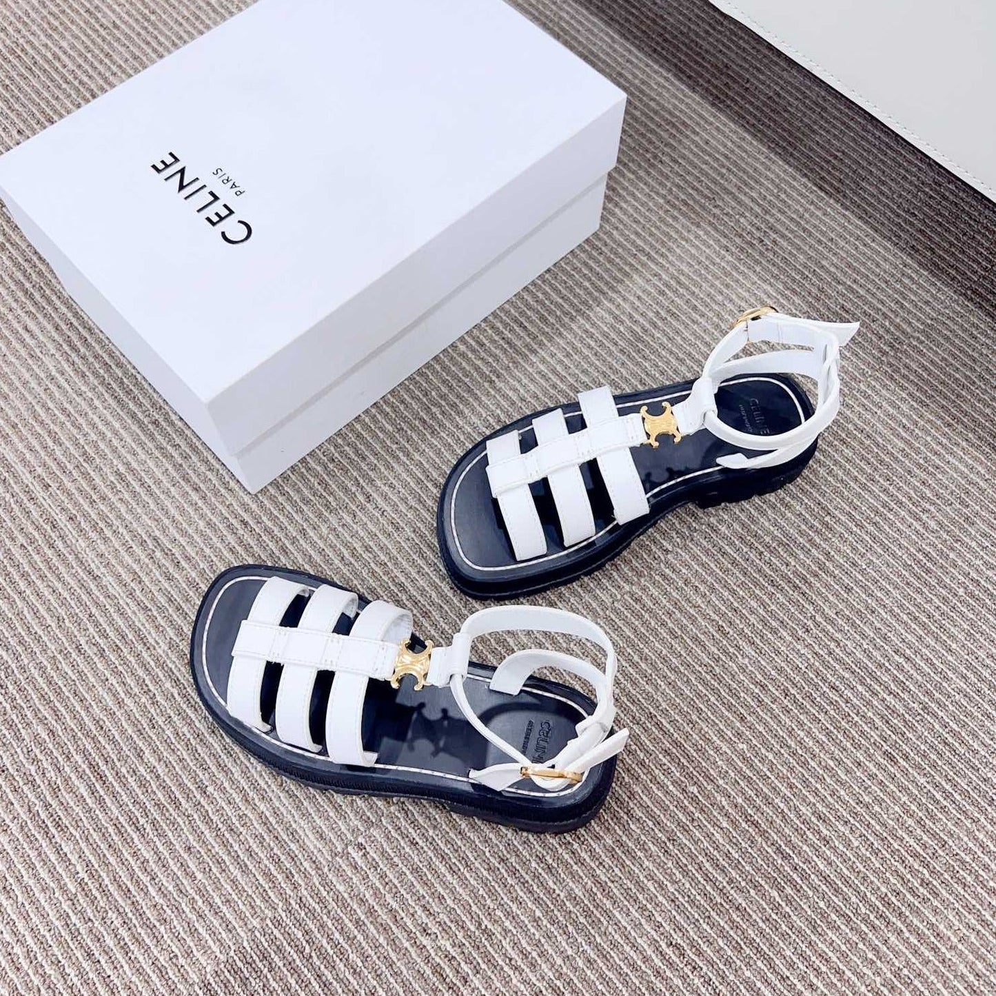 LYMPIA GLADIATOR SANDAL IN CALFSKIN WHITE - 35