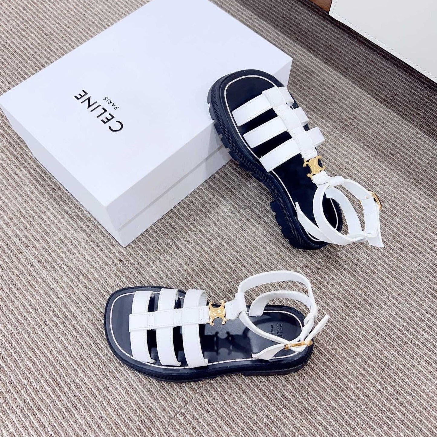 LYMPIA GLADIATOR SANDAL IN CALFSKIN WHITE - 35