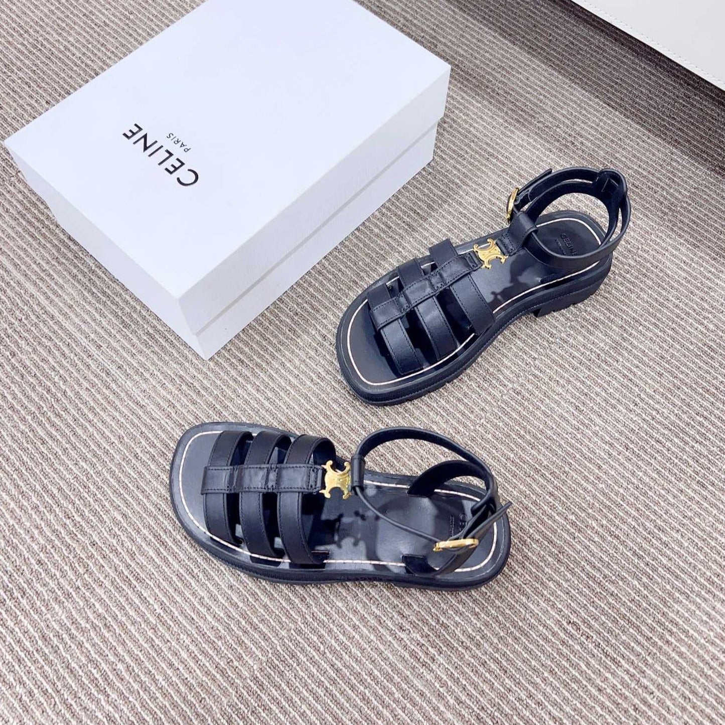 LYMPIA GLADIATOR SANDAL IN CALFSKIN BLACK - 35