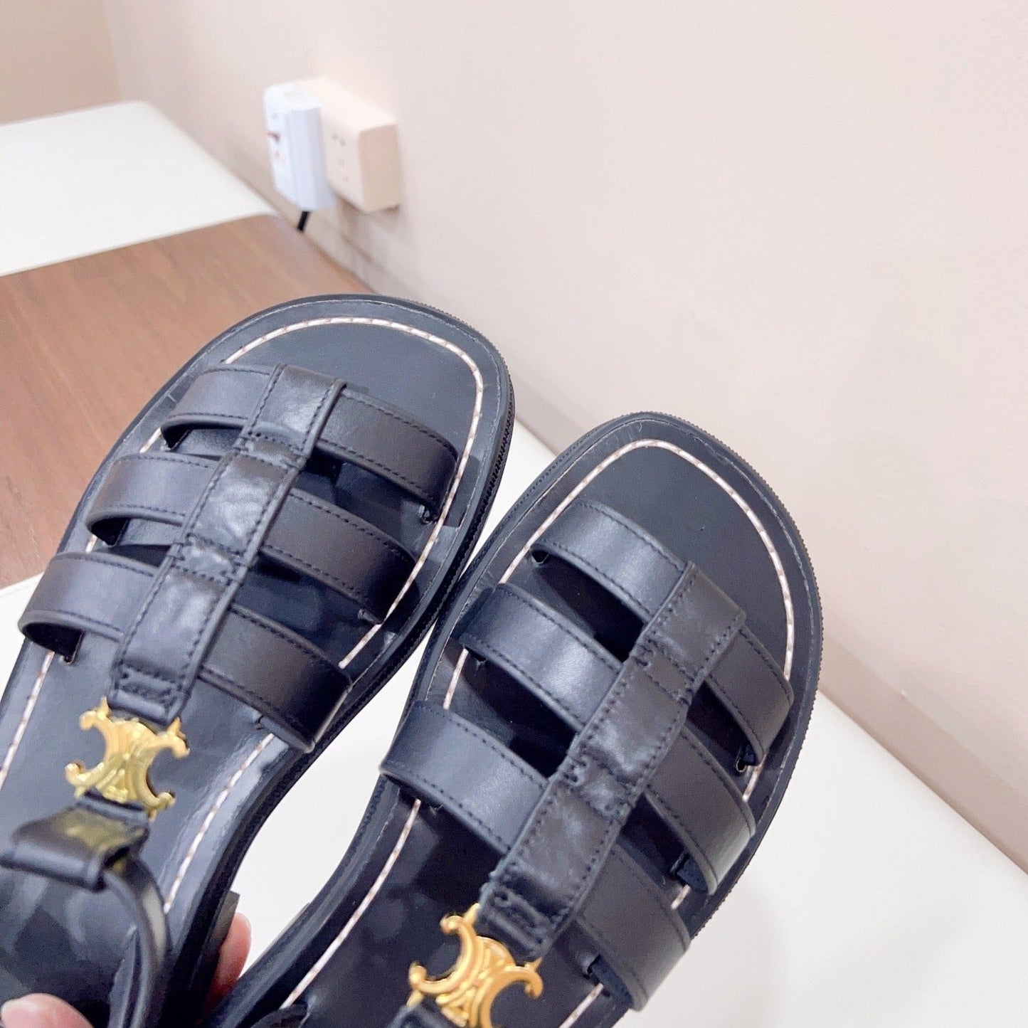 LYMPIA GLADIATOR SANDAL IN CALFSKIN BLACK - 35