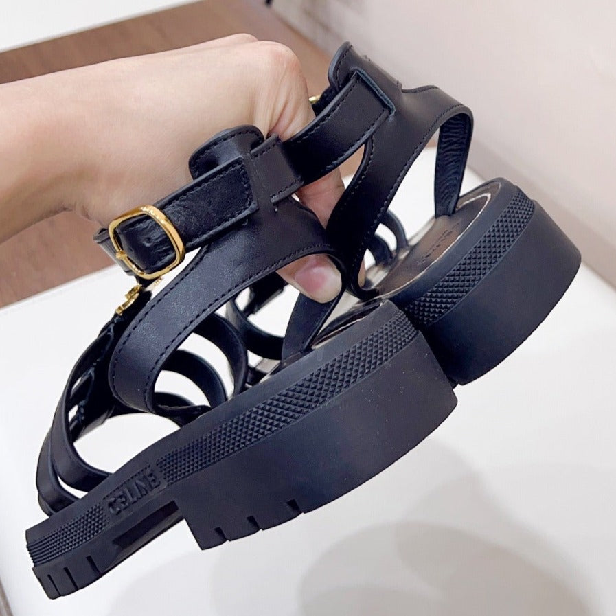LYMPIA GLADIATOR SANDAL IN CALFSKIN BLACK - 35
