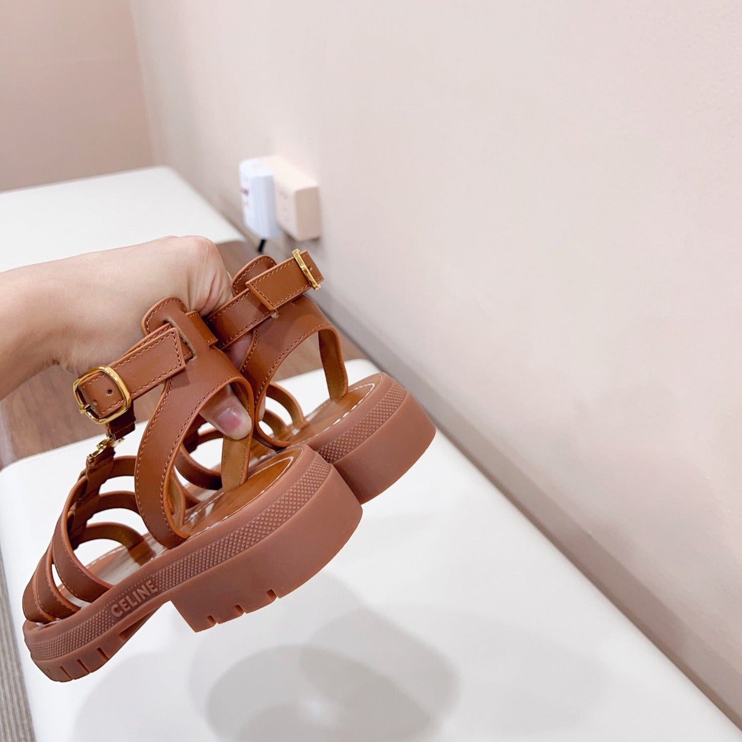 LYMPIA GLADIATOR SANDAL IN CALFSKIN TAN - 35