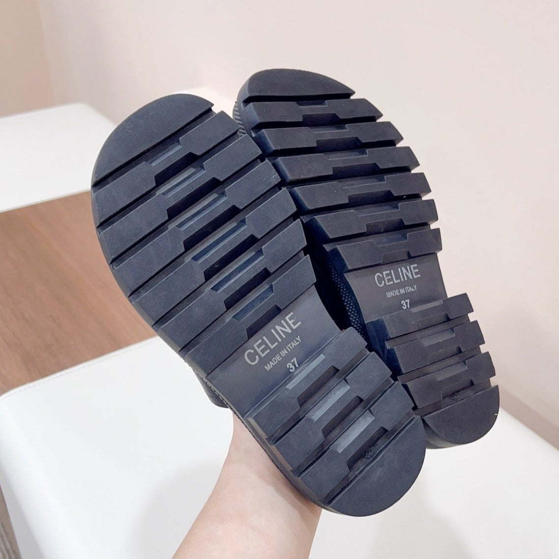 LEA TRIOMPHE PLATFORM SLIDES WOMEN VEGETABLE TANNED CALFSKIN BLACK - 35