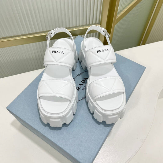 PRA MONOLITH PLATFORM SANDALS WHITE CALFSKIN - 35