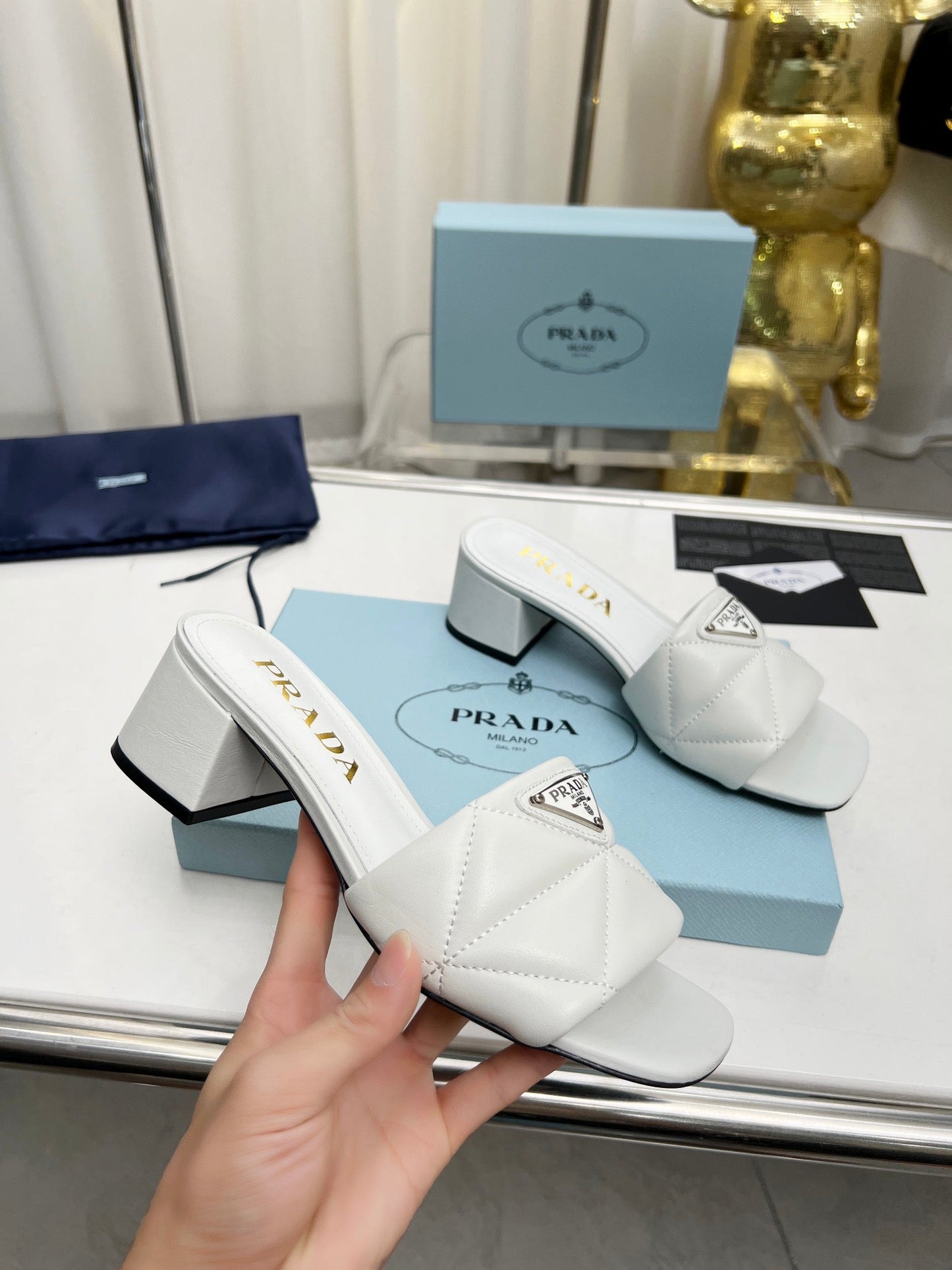 PRA EMBROIDERED SANDALS 45 WHITE LAMBSKIN - 35