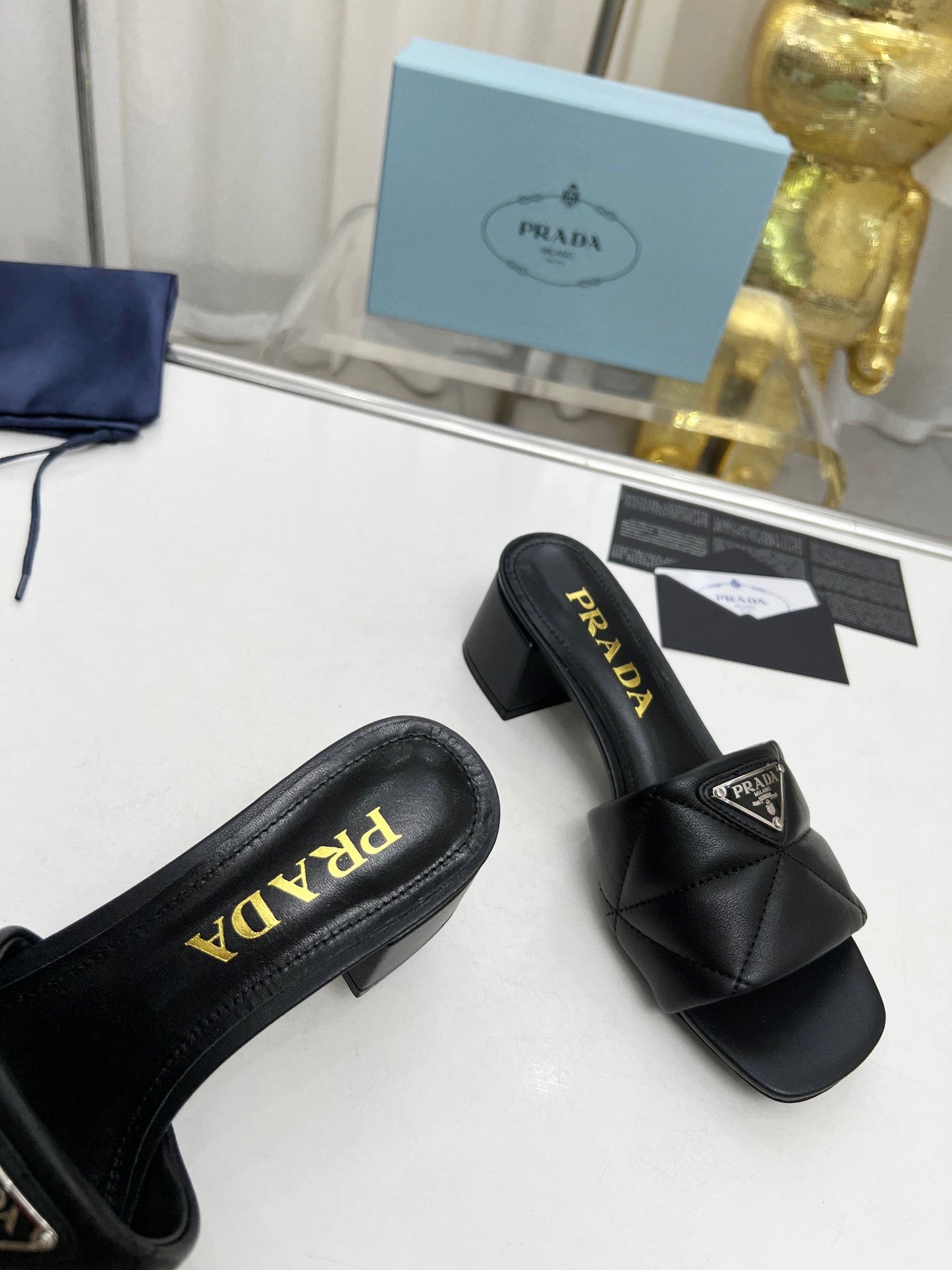 PRA EMBROIDERED SANDALS 45 BLACK LAMBSKIN - 35