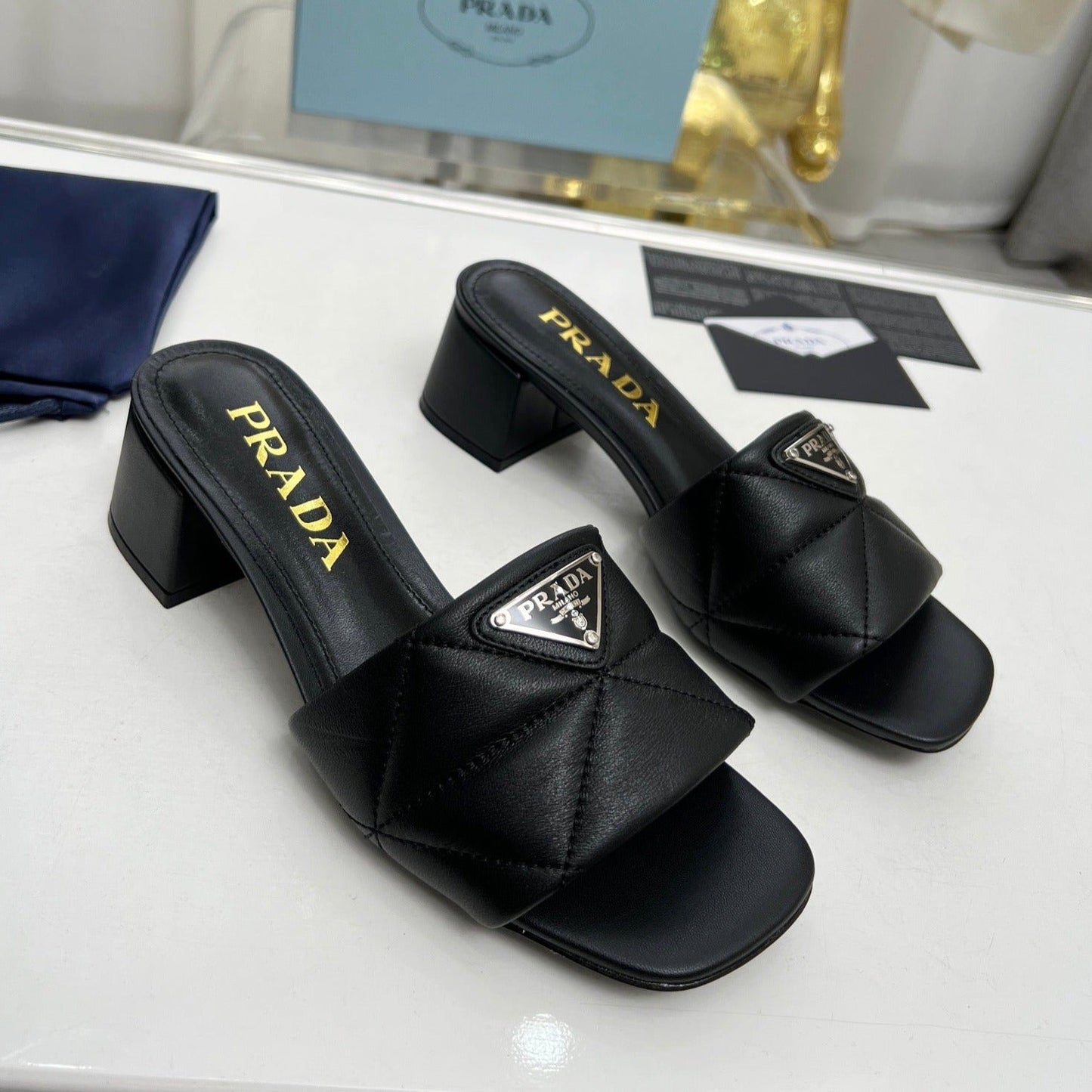 PRA EMBROIDERED SANDALS 45 BLACK LAMBSKIN - 35