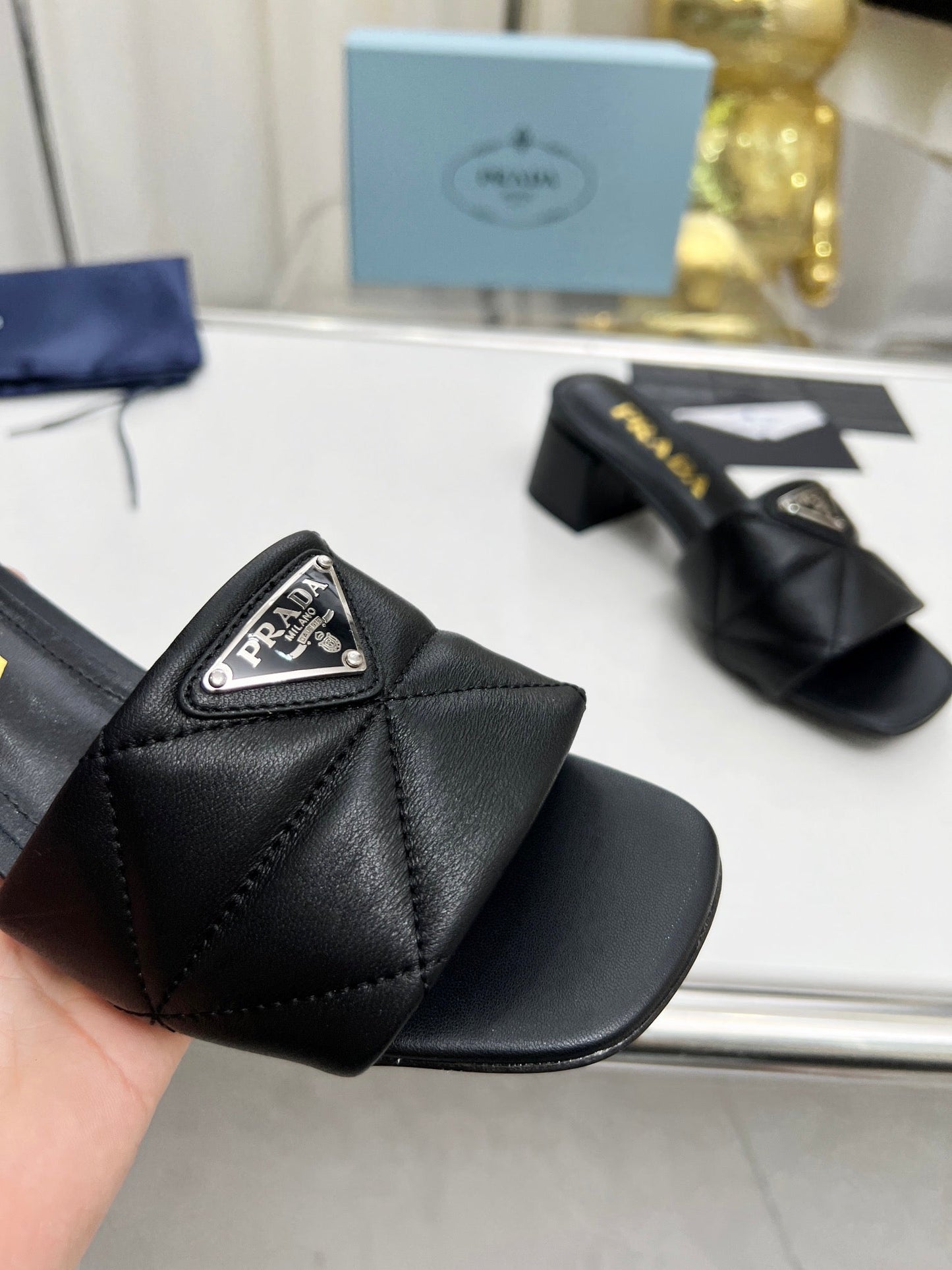 PRA EMBROIDERED SANDALS 45 BLACK LAMBSKIN - 35