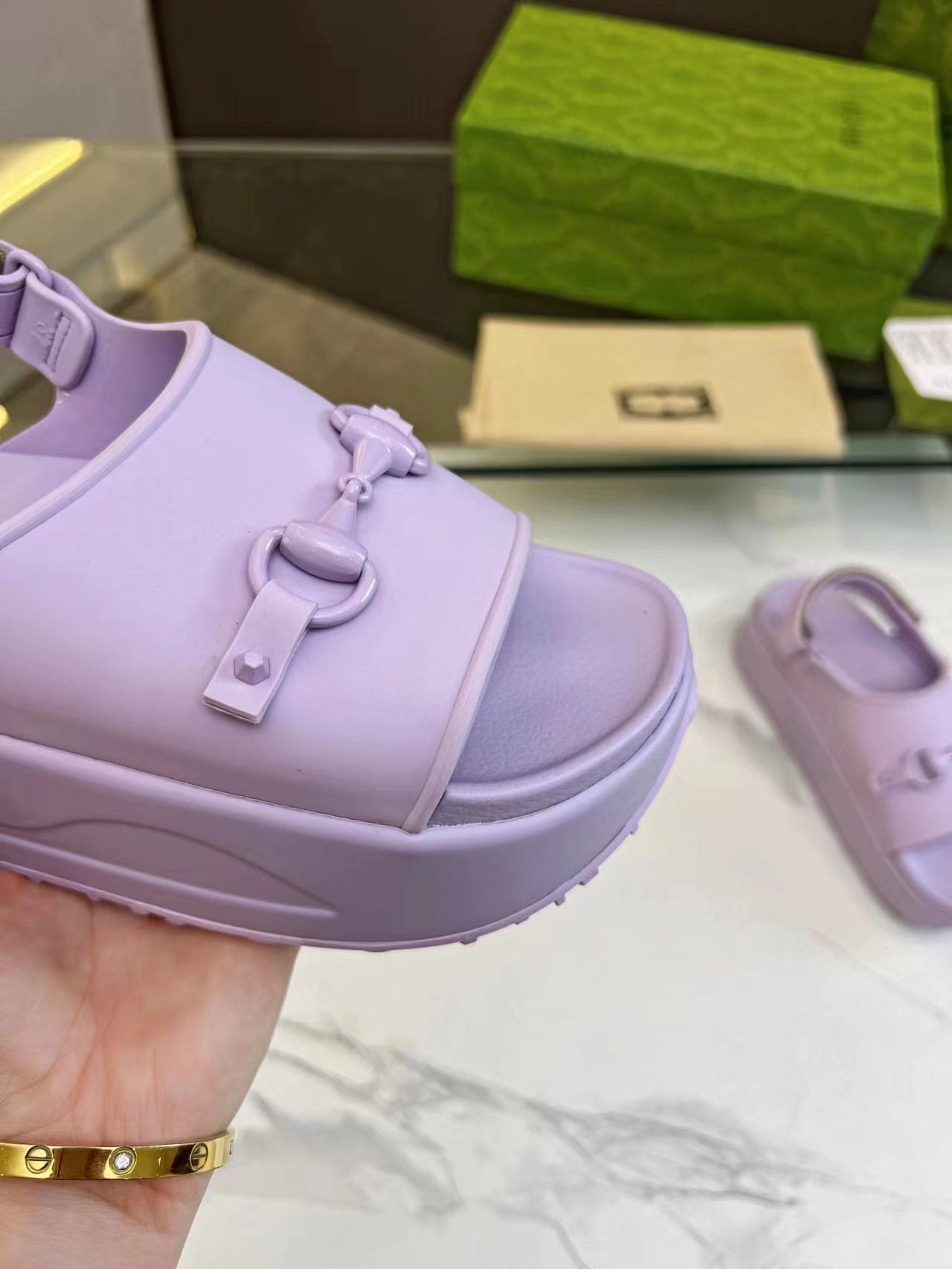 HORSEBIT FLATFORM SANDAL 5 CM IN PASTEL PURPLE IMPORTED TPU - 35