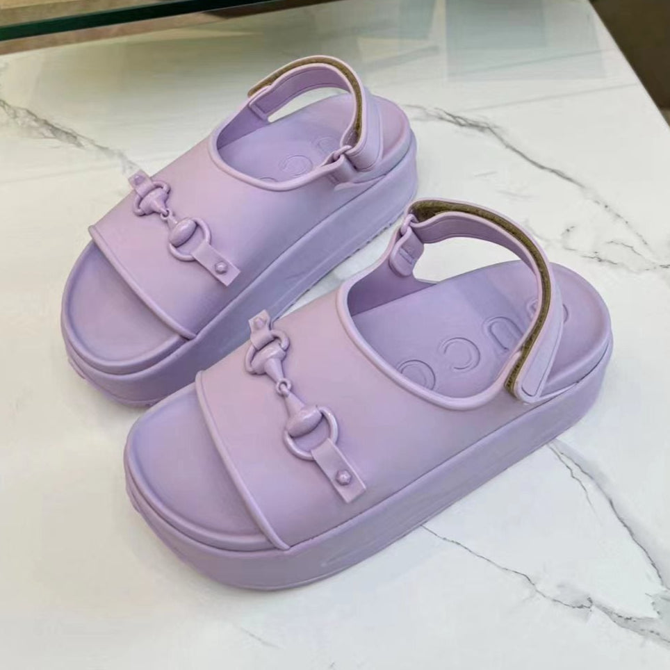 HORSEBIT FLATFORM SANDAL 5 CM IN PASTEL PURPLE IMPORTED TPU - 35