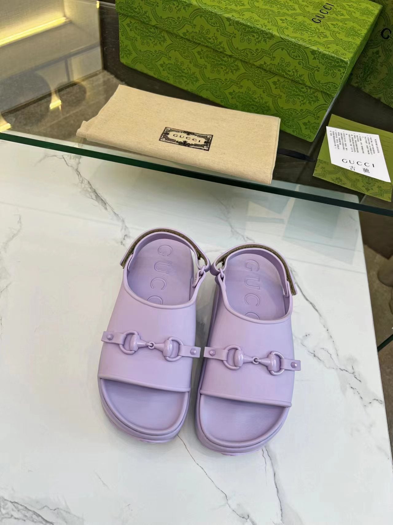 HORSEBIT FLATFORM SANDAL 5 CM IN PASTEL PURPLE IMPORTED TPU - 35