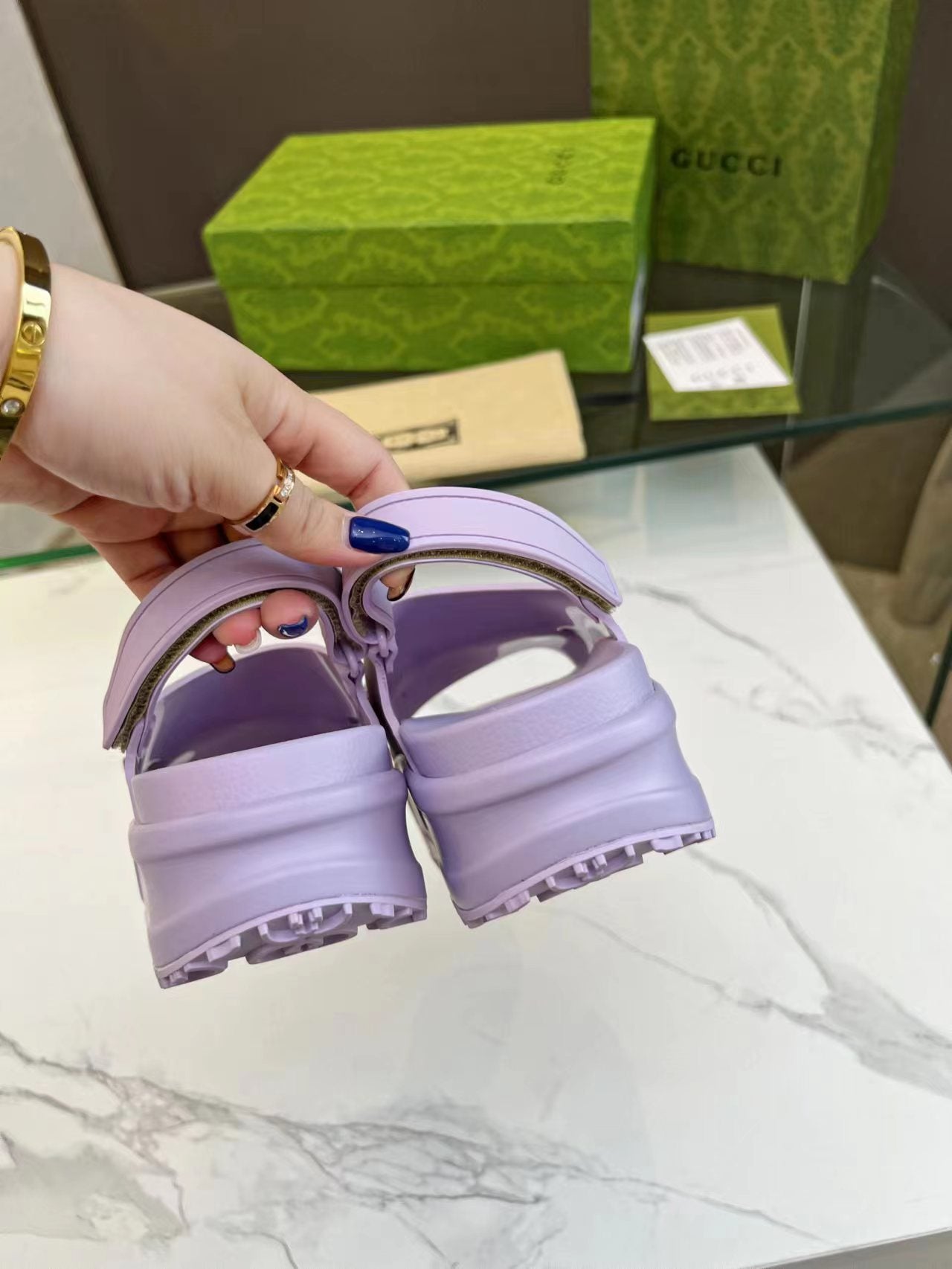 HORSEBIT FLATFORM SANDAL 5 CM IN PASTEL PURPLE IMPORTED TPU - 35