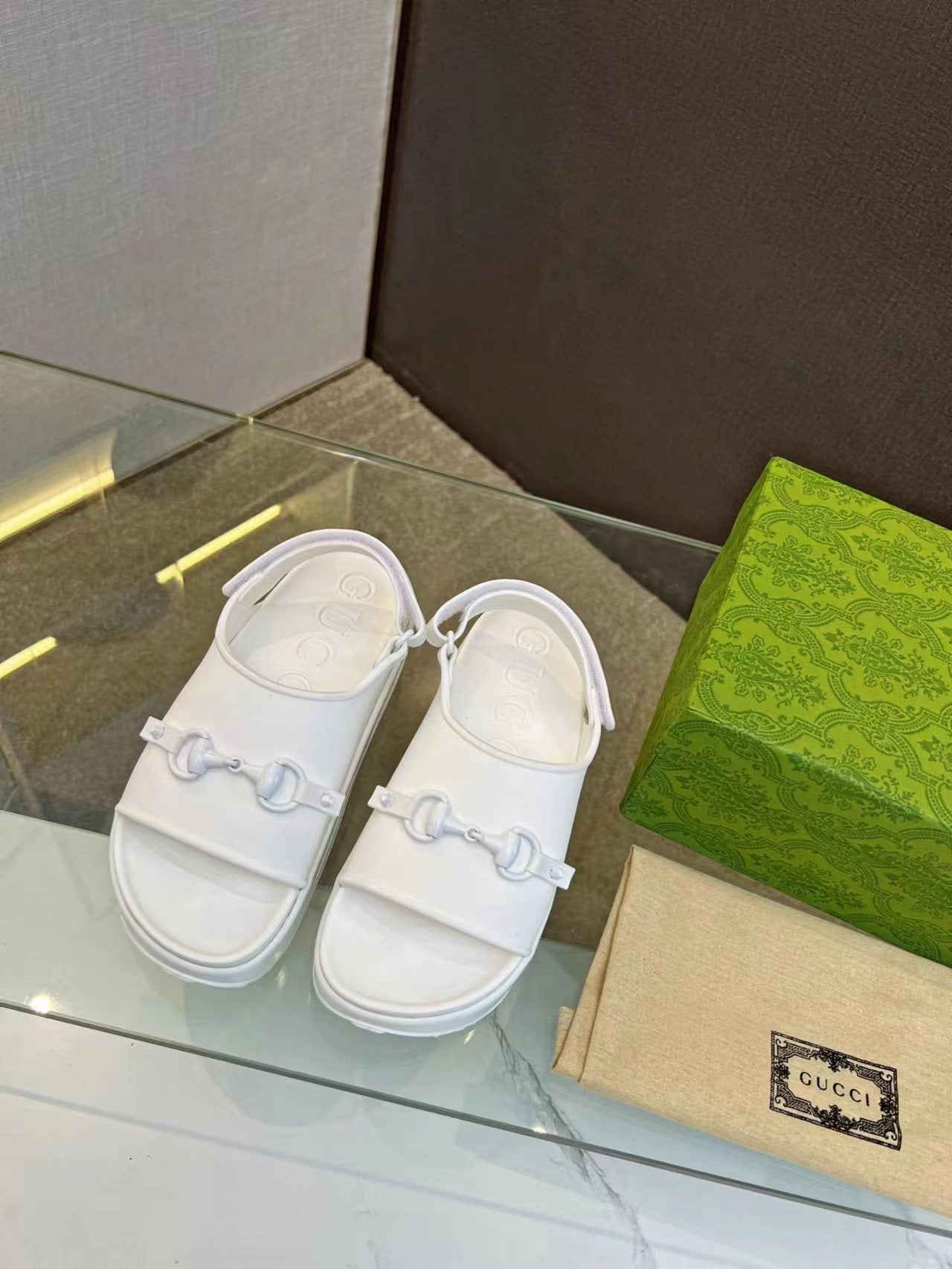 HORSEBIT FLATFORM SANDAL 5 CM IN WHITE IMPORTED TPU - 35