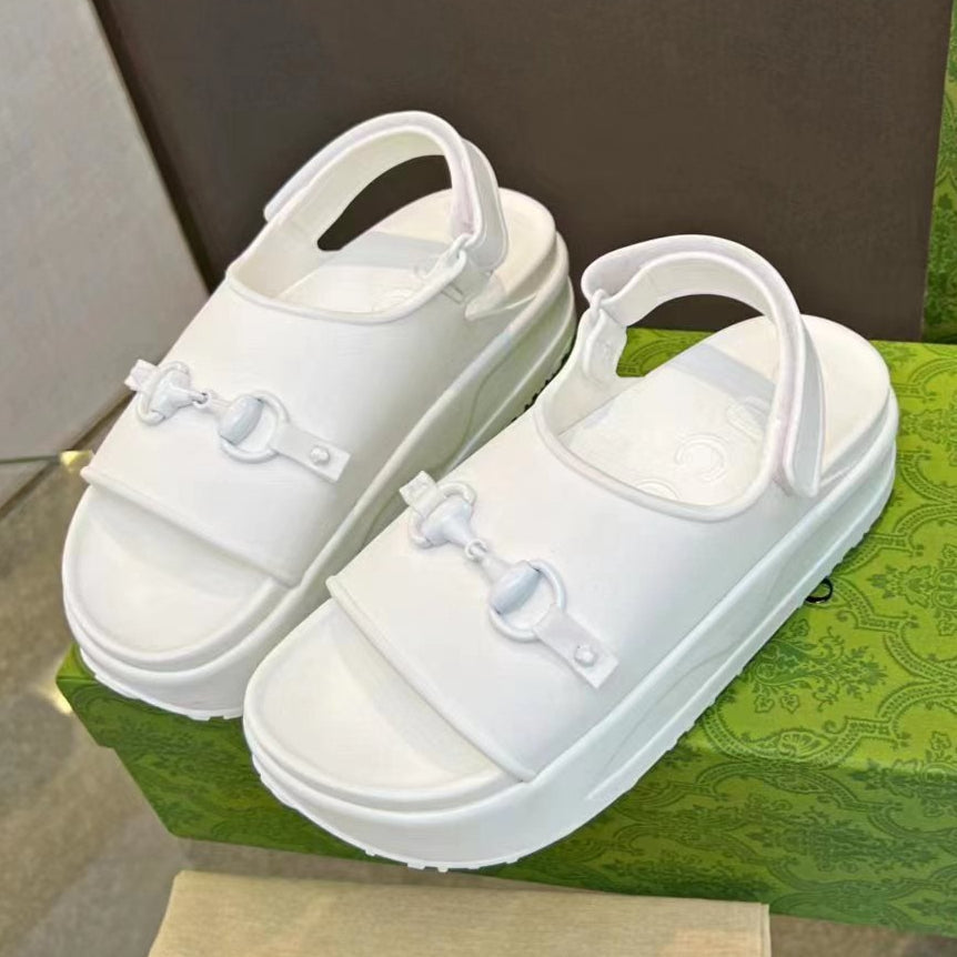 HORSEBIT FLATFORM SANDAL 5 CM IN WHITE IMPORTED TPU - 35