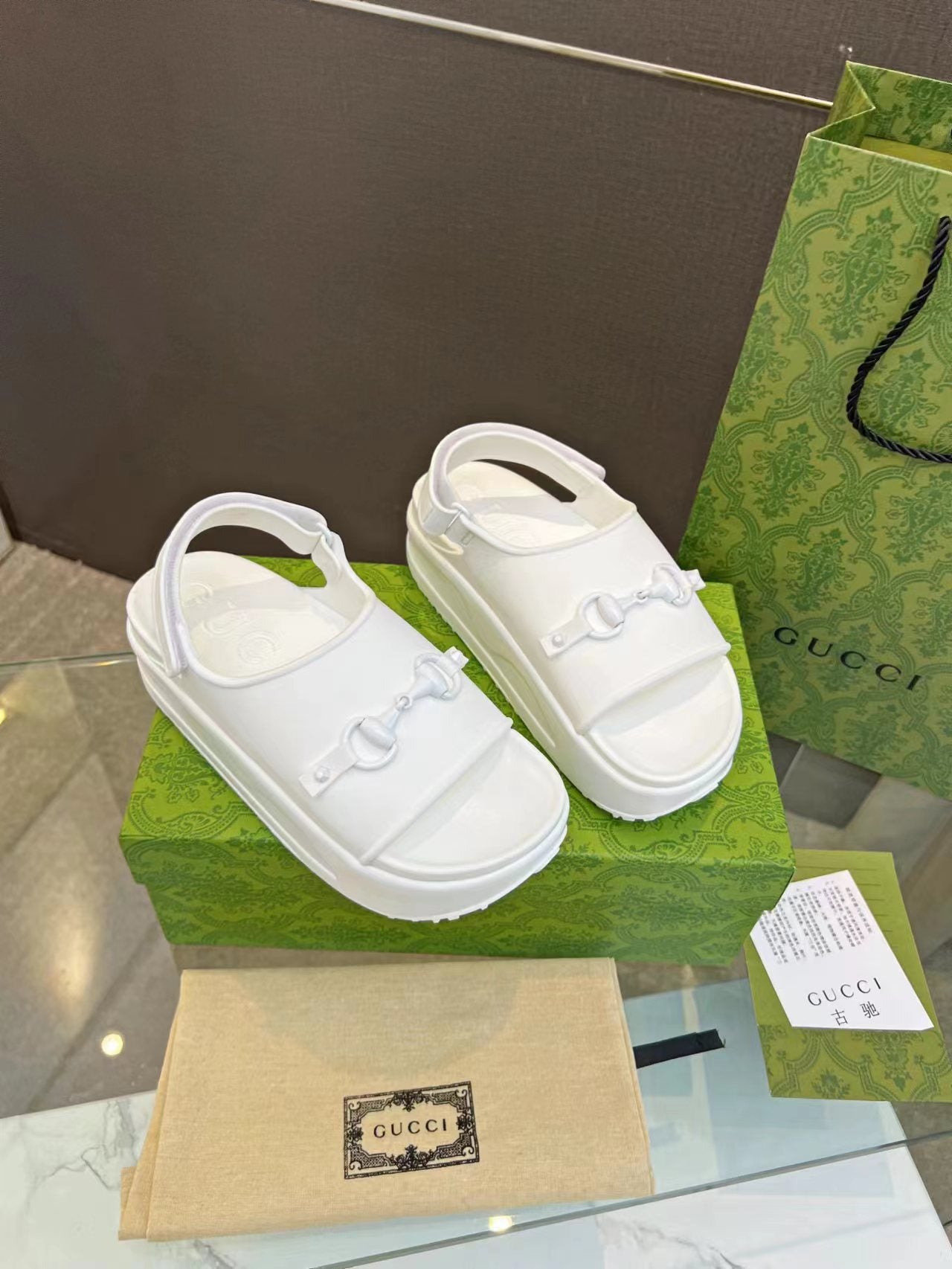 HORSEBIT FLATFORM SANDAL 5 CM IN WHITE IMPORTED TPU - 35