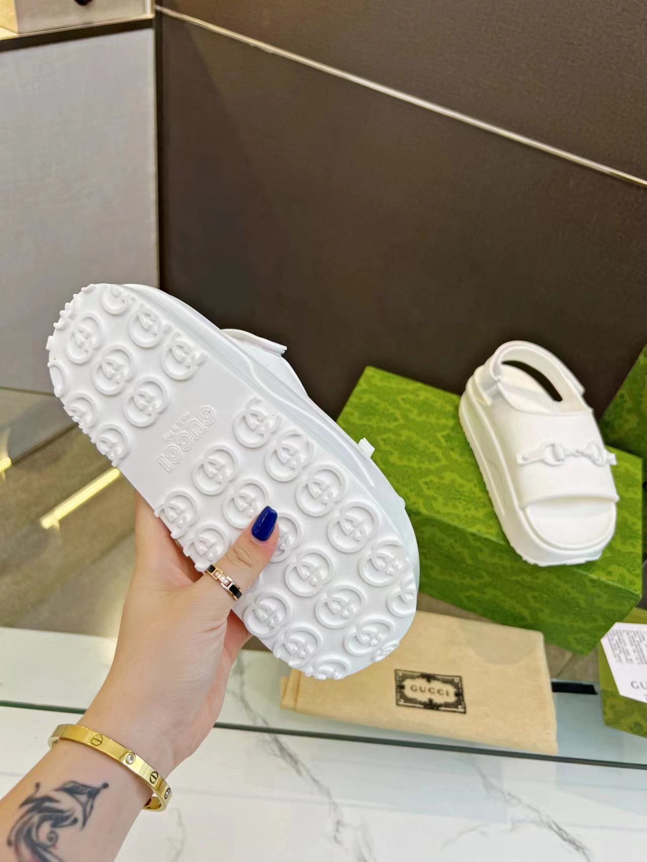 HORSEBIT FLATFORM SANDAL 5 CM IN WHITE IMPORTED TPU - 35