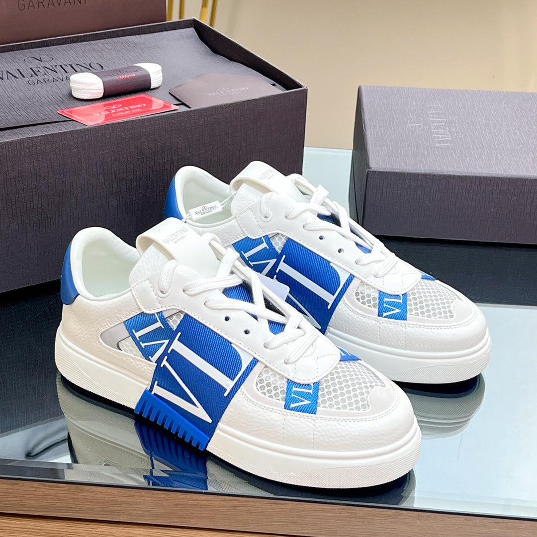 VALENTINO 25S GARAVANI VL7N SNEAKERS IN WHITE MIX BLUE LAMBSKIN - 35