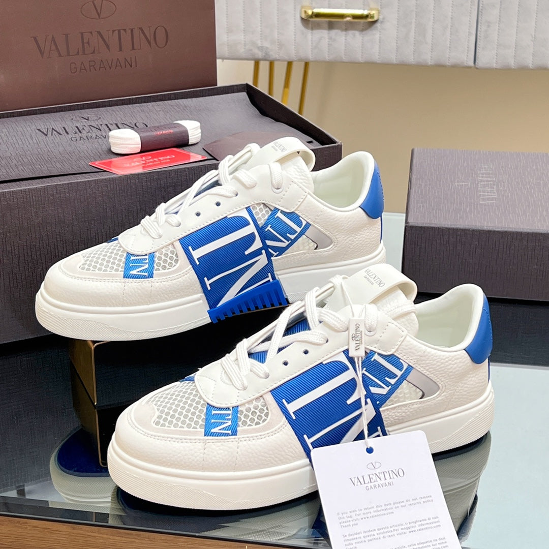 VALENTINO 25S GARAVANI VL7N SNEAKERS IN WHITE MIX BLUE LAMBSKIN - 35