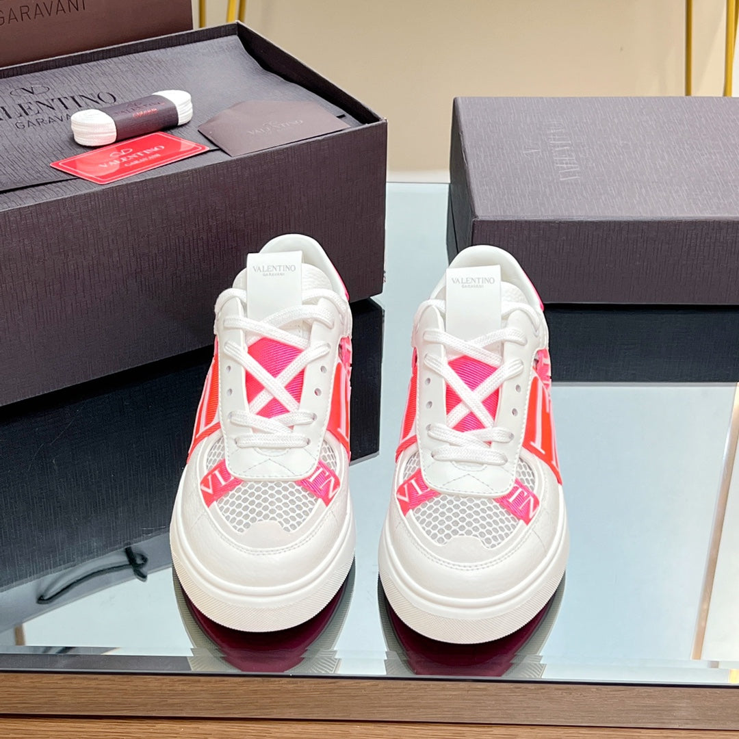 VALENTINO 25S GARAVANI VL7N SNEAKERS IN WHITE MIX PINK LAMBSKIN - 35