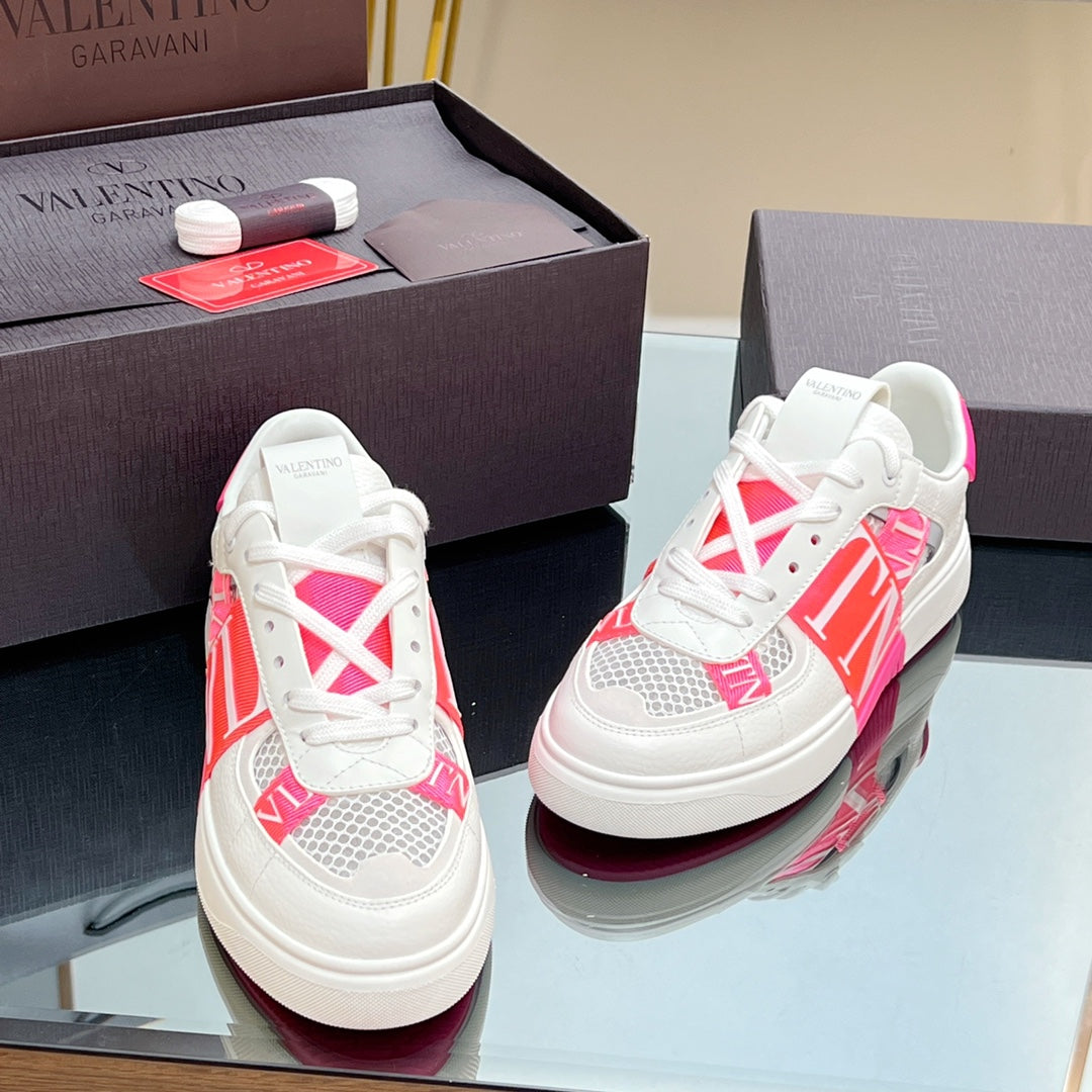 VALENTINO 25S GARAVANI VL7N SNEAKERS IN WHITE MIX PINK LAMBSKIN - 35