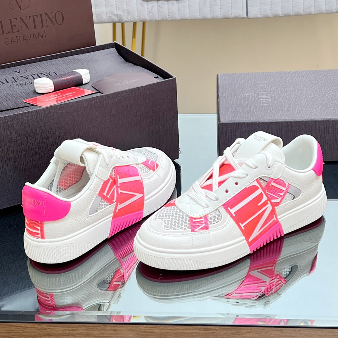 VALENTINO 25S GARAVANI VL7N SNEAKERS IN WHITE MIX PINK LAMBSKIN - 35