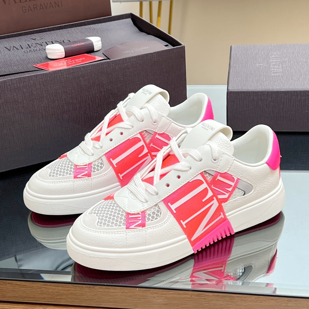VALENTINO 25S GARAVANI VL7N SNEAKERS IN WHITE MIX PINK LAMBSKIN - 35