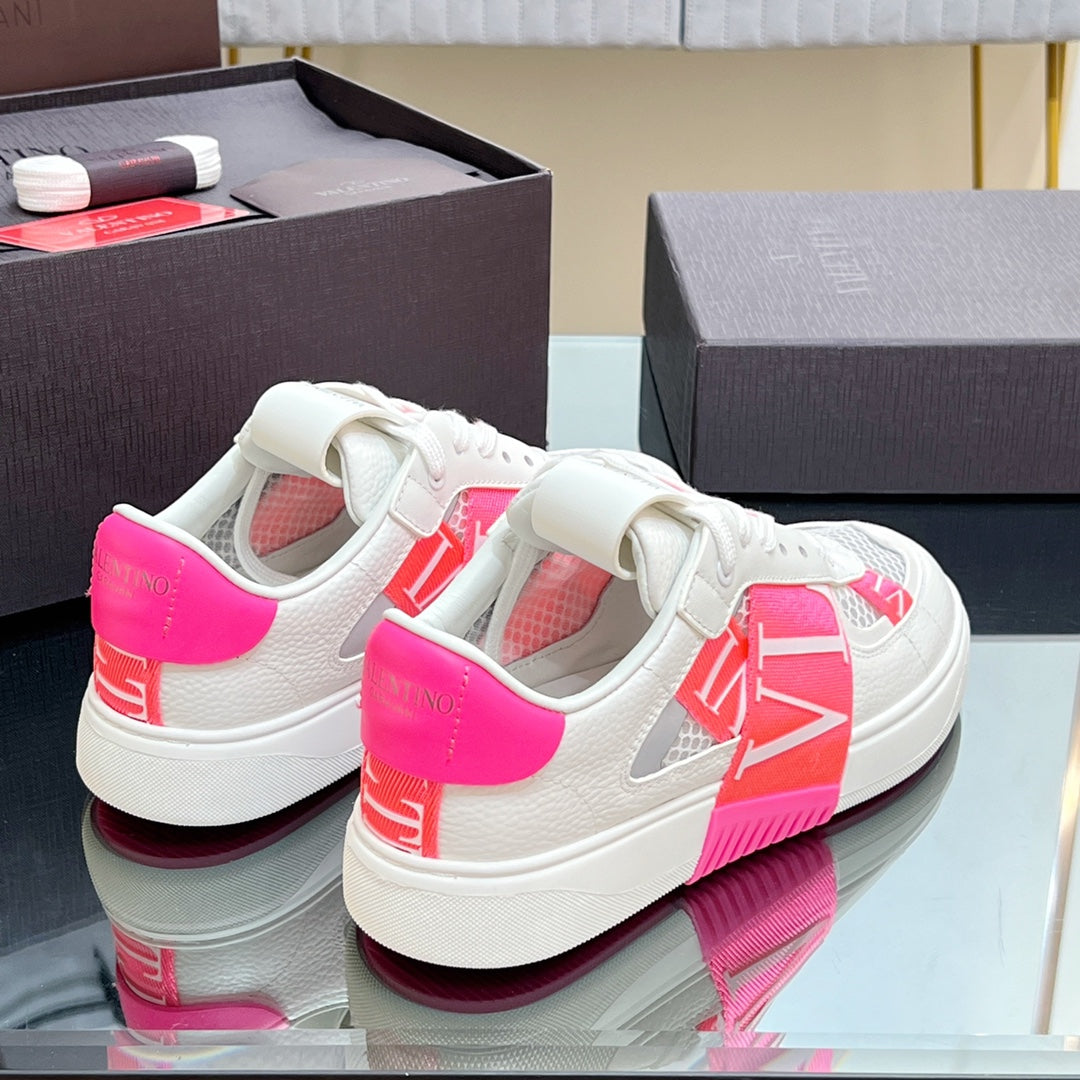 VALENTINO 25S GARAVANI VL7N SNEAKERS IN WHITE MIX PINK LAMBSKIN - 35