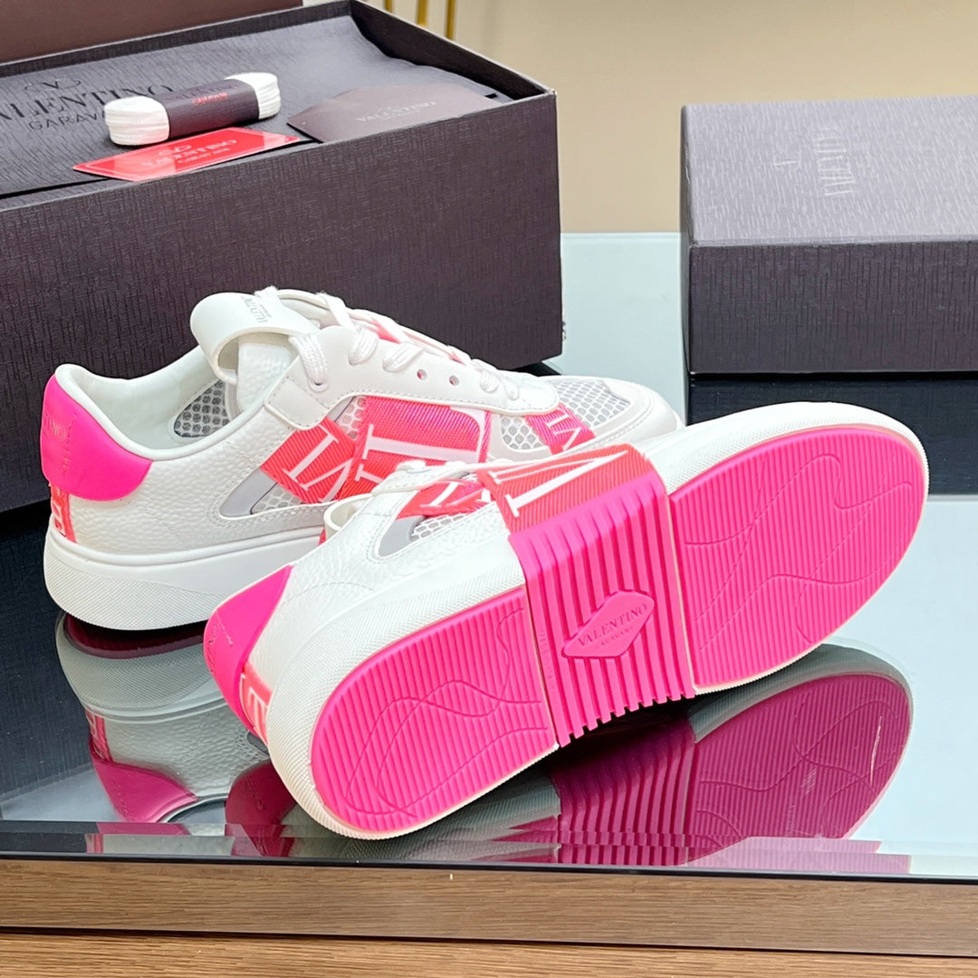 VALENTINO 25S GARAVANI VL7N SNEAKERS IN WHITE MIX PINK LAMBSKIN - 35