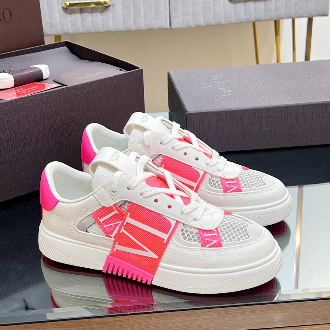 VALENTINO 25S GARAVANI VL7N SNEAKERS IN WHITE MIX PINK LAMBSKIN - 35