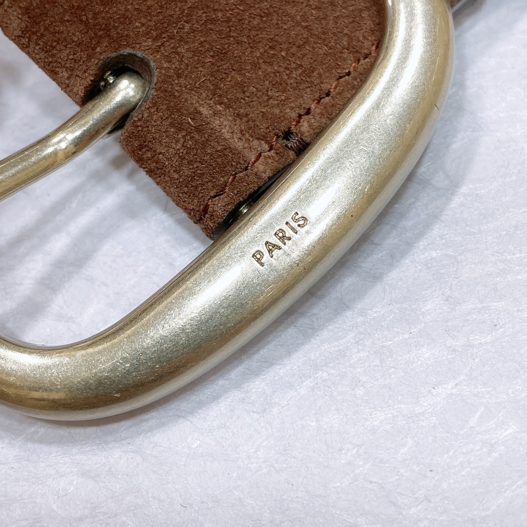 CL LARGE 35 MM BELT IN CHOCOLATE BROWN SUEDE LIGHT GOLD HARDWARE - 30